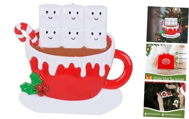 Hot Chocolate Marshmallow Mug Christmas Tree Ornament 2024 Personalized Family Keepsake