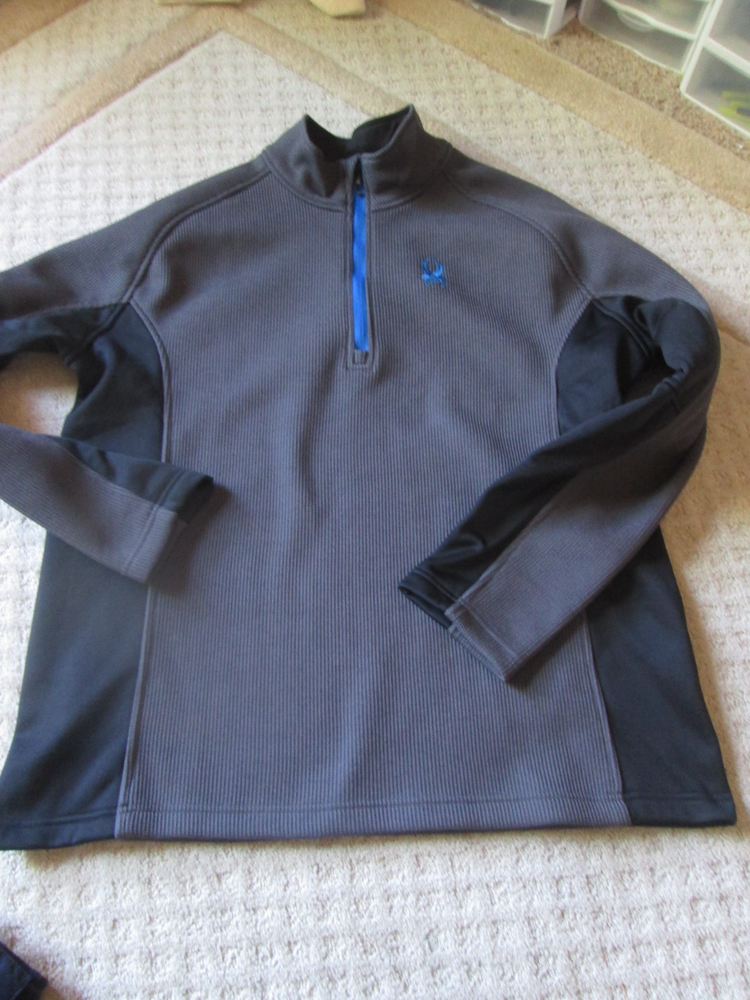 Spyder Sweater Adult 2XL Grey Fleece Lined Quarter Zip Pullover Sweatshirt Mens