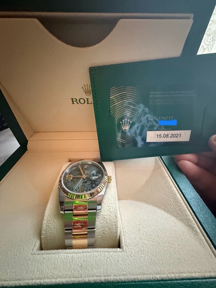 Rolex Datejust 36mm 18k Gold Fluted Bezel Ref 116233