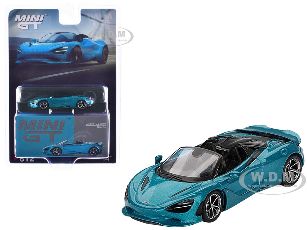 MCLAREN 750S SPIDER BELIZE BLUE 1/64 DIECAST MODEL CAR BY MINI GT MGT00812