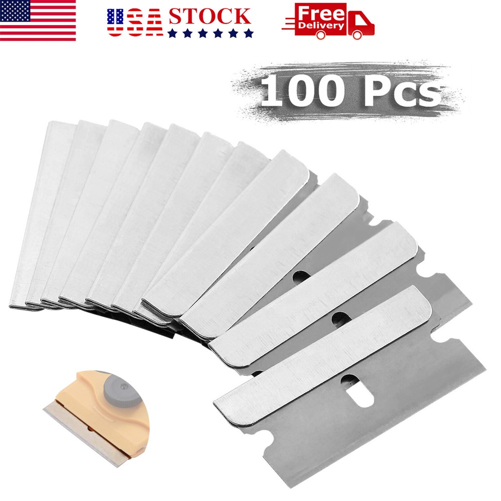 100-Pack Single Edge Razor Blades - Ultra Sharp Heat-Treated Safety Scrapers & Knives