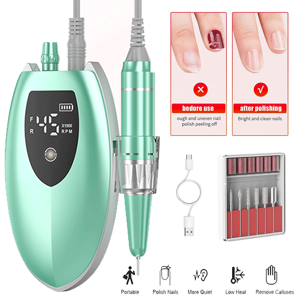 45,000RPM Rechargeable Electric Nail Drill Machine - Portable Manicure File Gift BK