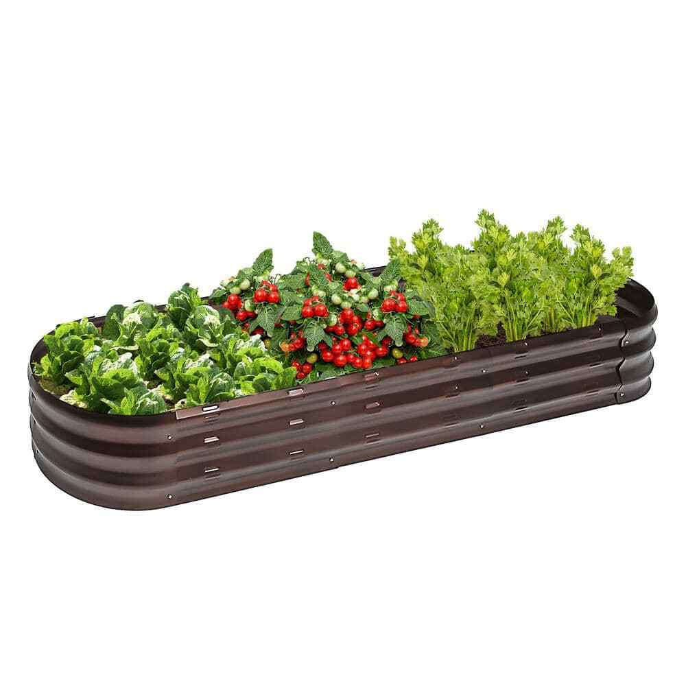 5.6 ft. Oval Brown Metal Garden Bed