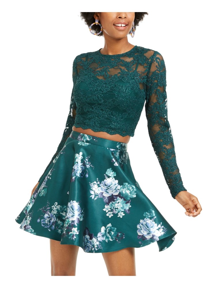 CITY STUDIO Womens Green Long Sleeve Party Top 11