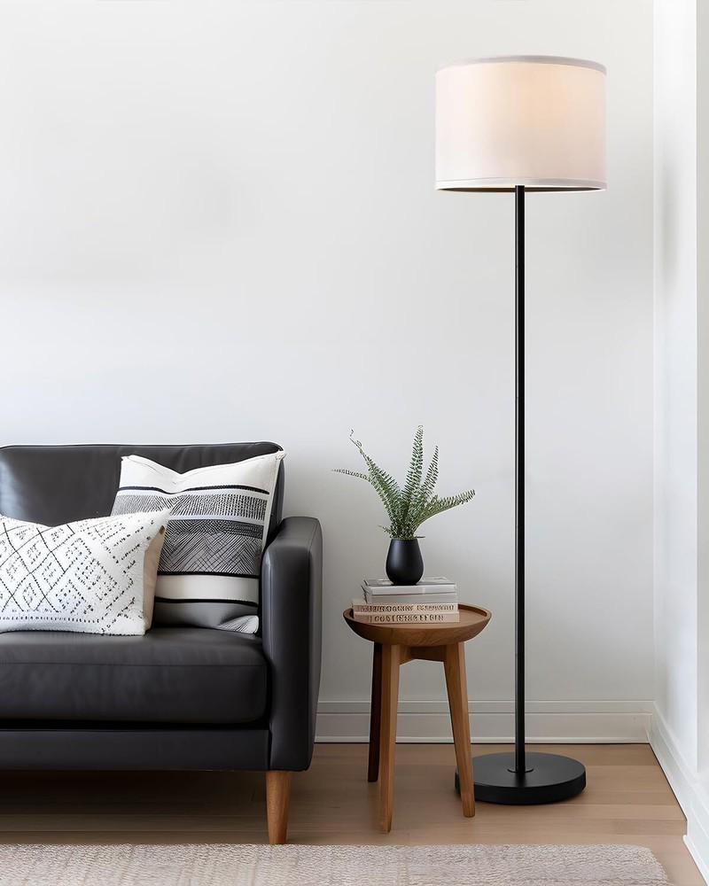 61-Inch White Farmhouse Industrial Standing Floor Lamp for Living Room