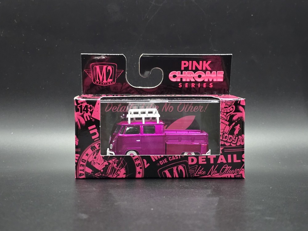 NEW M2 Machines Pink Chrome Series 1959 VW Double Cab Truck USA Model