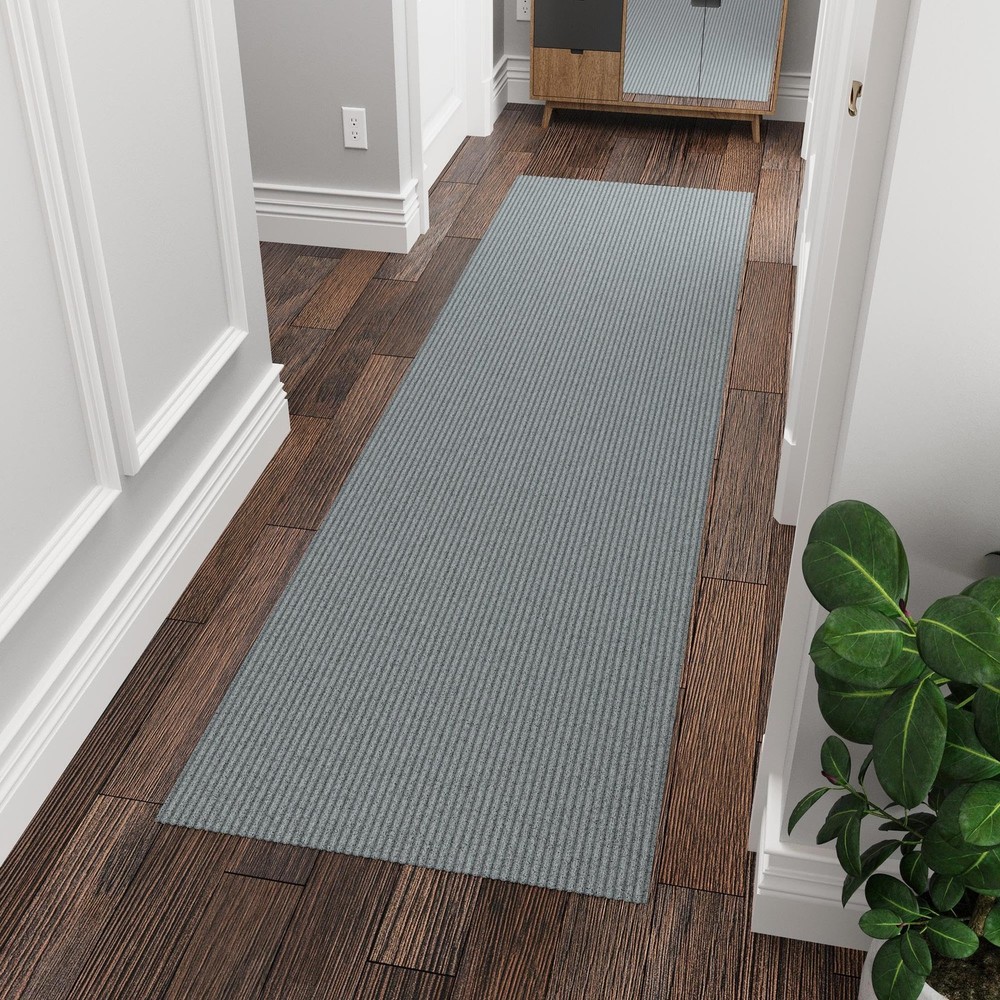 2' x 6' Hallway Runner, Non-Slip Rug Mat for Indoor & Outdoor, Gray,High-Traffic