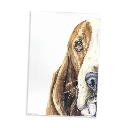 Cute Large Dog Head Basset Hound Pet Animal Watercolor Painting 15L
