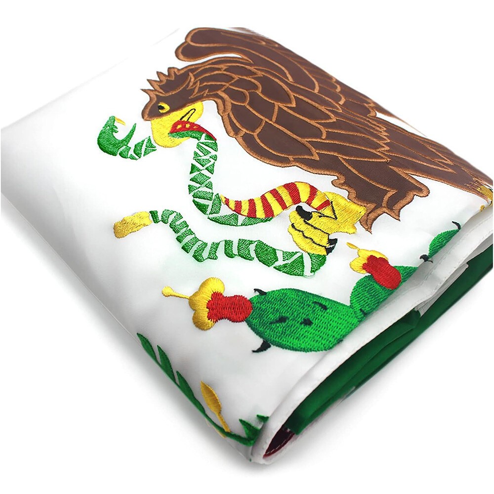 Embroidered Mexican Flag 3x5 FT 210D Heavy Duty Polyester Outdoor Mexico Flag