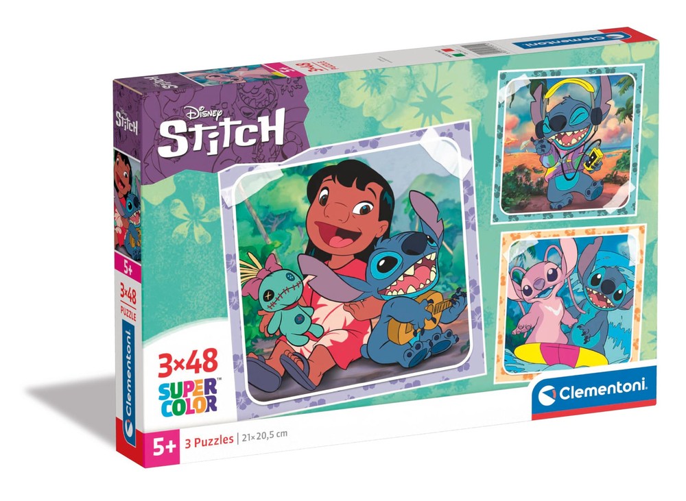 Clementoni 25321 Disney Lilo & Stitch Jigsaw 3 48 Pieces-Supercolor Children 5-7