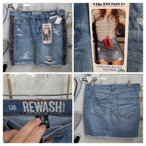 NWT Rewash Tuxedo Stripe Mini Skirt Denim SZ 13