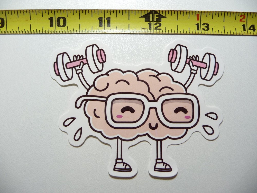 EXERCISING BRAIN WEIGHTS DECAL STICKER SCIENCE SCHOOL COLLEGE EDUCATION LAPTOP
