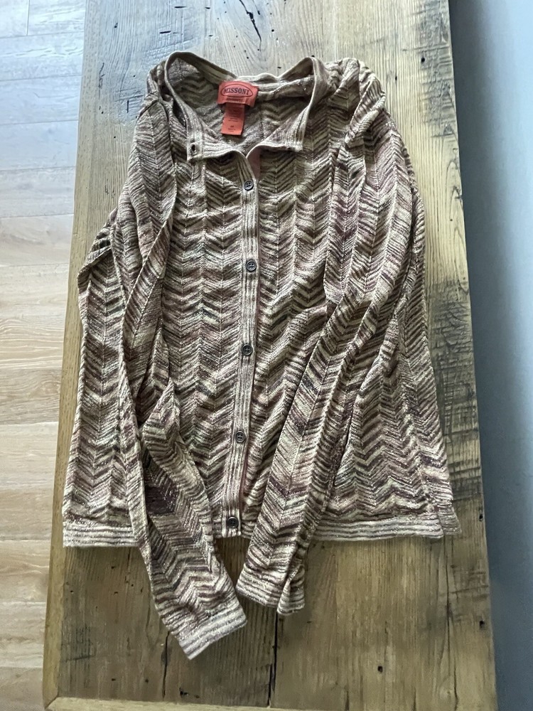 Missoni for Target medium cardigan button up brown tan gold chevron knit