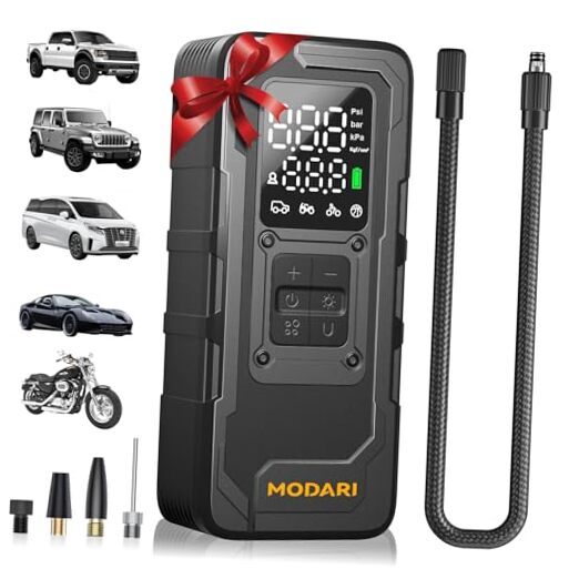 160 PSI Portable Tire Inflator - 4X Faster Air Compressor Pump for Cars & Bikes