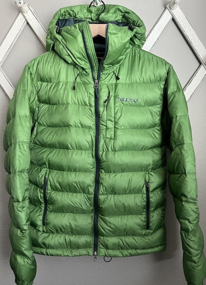 Marmot Ama Dablam Men’s S 800-Fill Down Hooded Puffer Jacket Full Zip - Green