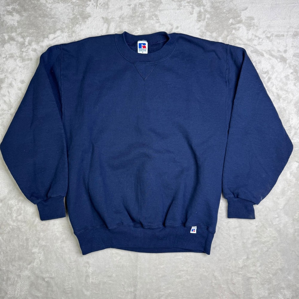Vintage Russell Athletic Navy Blue Crewneck Sweatshirt Made in USA Mens Medium