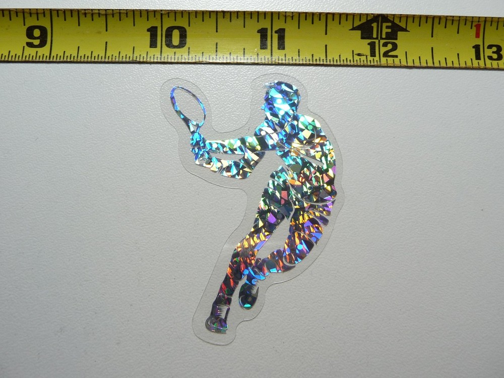 HOLOGRAPHIC TENNIS PLAYER RACQUET  STICKER DECAL SPORTS ATHLETICS CONTEST