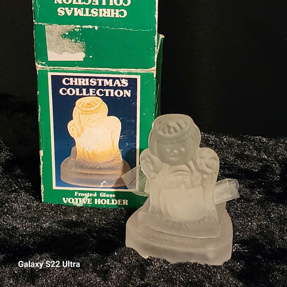 Frosted Glass Angel Votive Holder for Christmas Decor