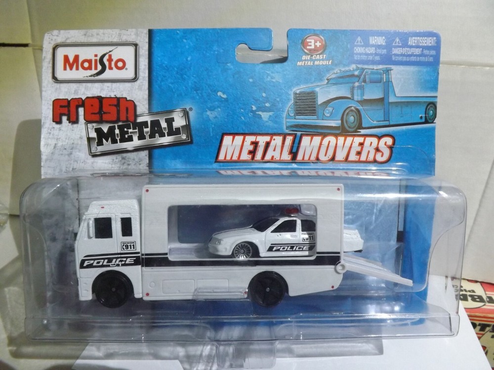 Maisto Metal Movers White Police Truck & Police Car