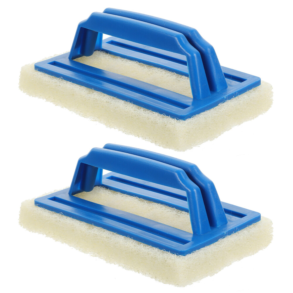 2 Pcs Shower Scrubber Cleaning Pads Sponge Wipe with Handle