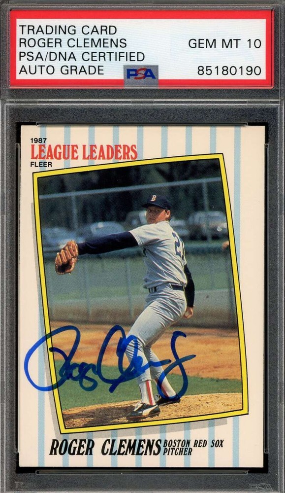 Roger Clemens Gem Mint 10 PSA DNA Signed 1987 Fleer League Leaders Autograph
