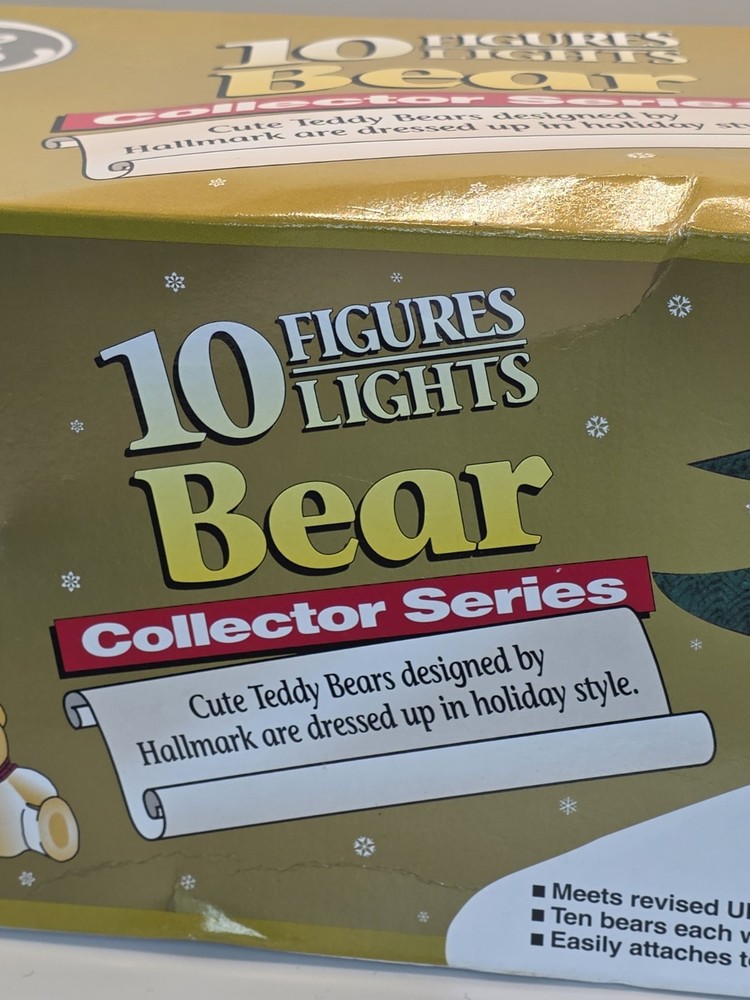 Vintage 1990's Hallmark Bear Collector Series 10 Figures GE Lights Set NEW