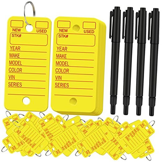 500 Pcs Key Tags with Labels Car Dealership Key Tags with Rings Blank Shop