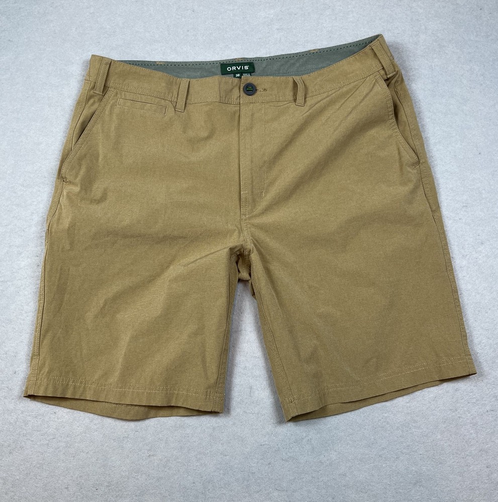 Orvis Men’s Chino Shorts Size 38 Brown Cotton Polyester Blend Casual Outdoor