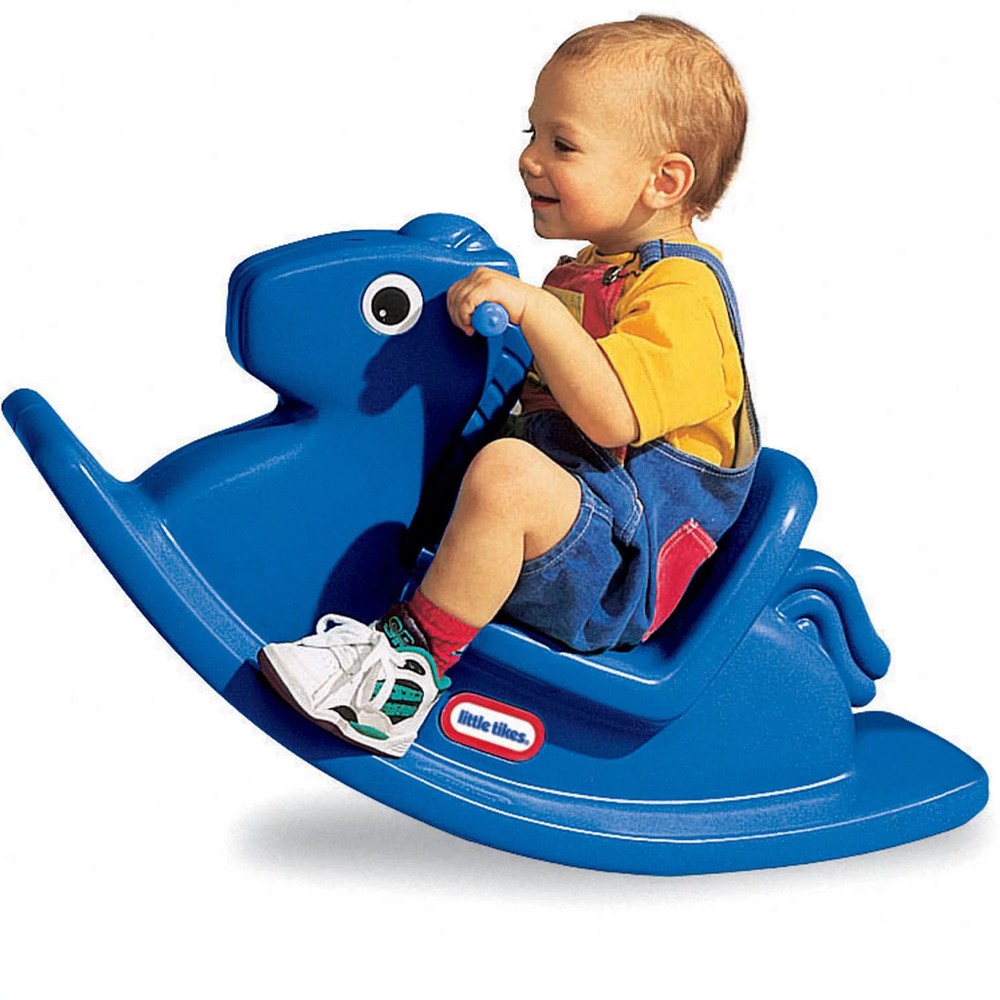 Little Tikes Rocking Horse in Blue, Classic Indoor Outdoor Toddler Ride-on Toy