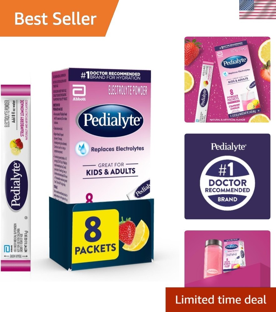 Strawberry Lemonade Electrolyte Powder - Hydration Drink for All Ages (8 Pack)