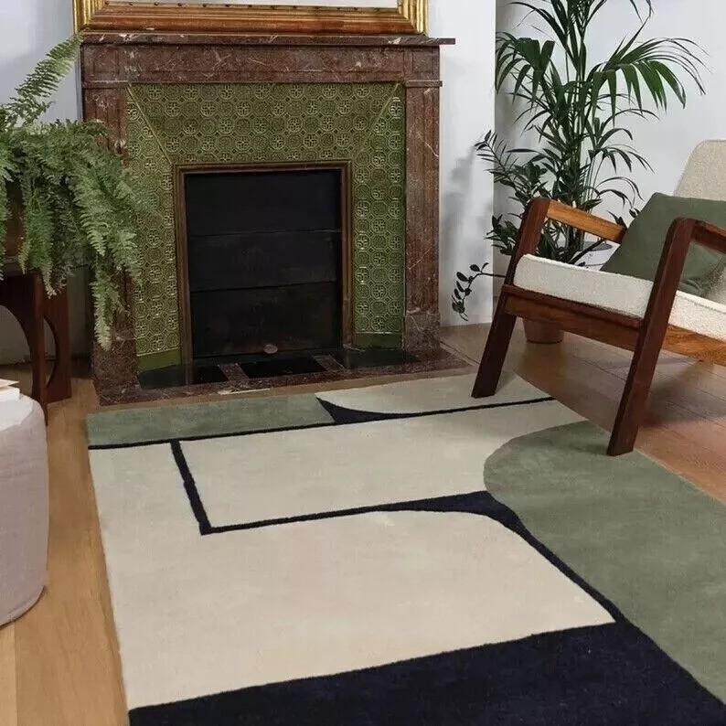 Hand Tufted Abstract Area Rug for Bedroom Living Room 9x12 10x14 Carpet