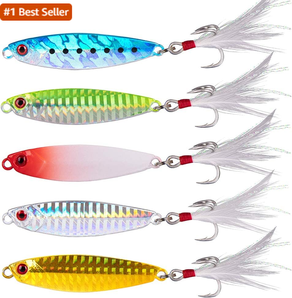 Dr Fish 5 Pack Metal Jigging Spoon Saltwater Lures for Casting
