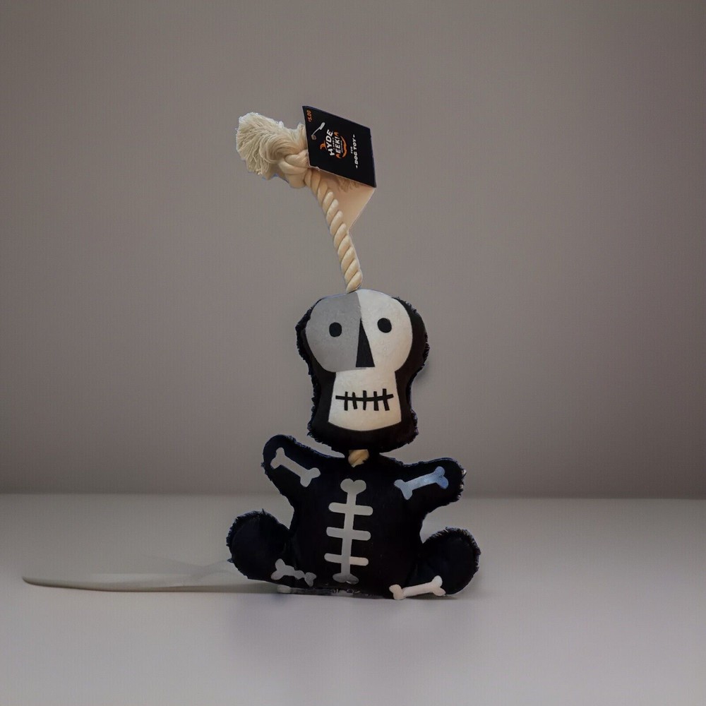 Hyde & Eek! Halloween Rope Dog Toy Skeleton Slide Tug Plush Toy Squeaky