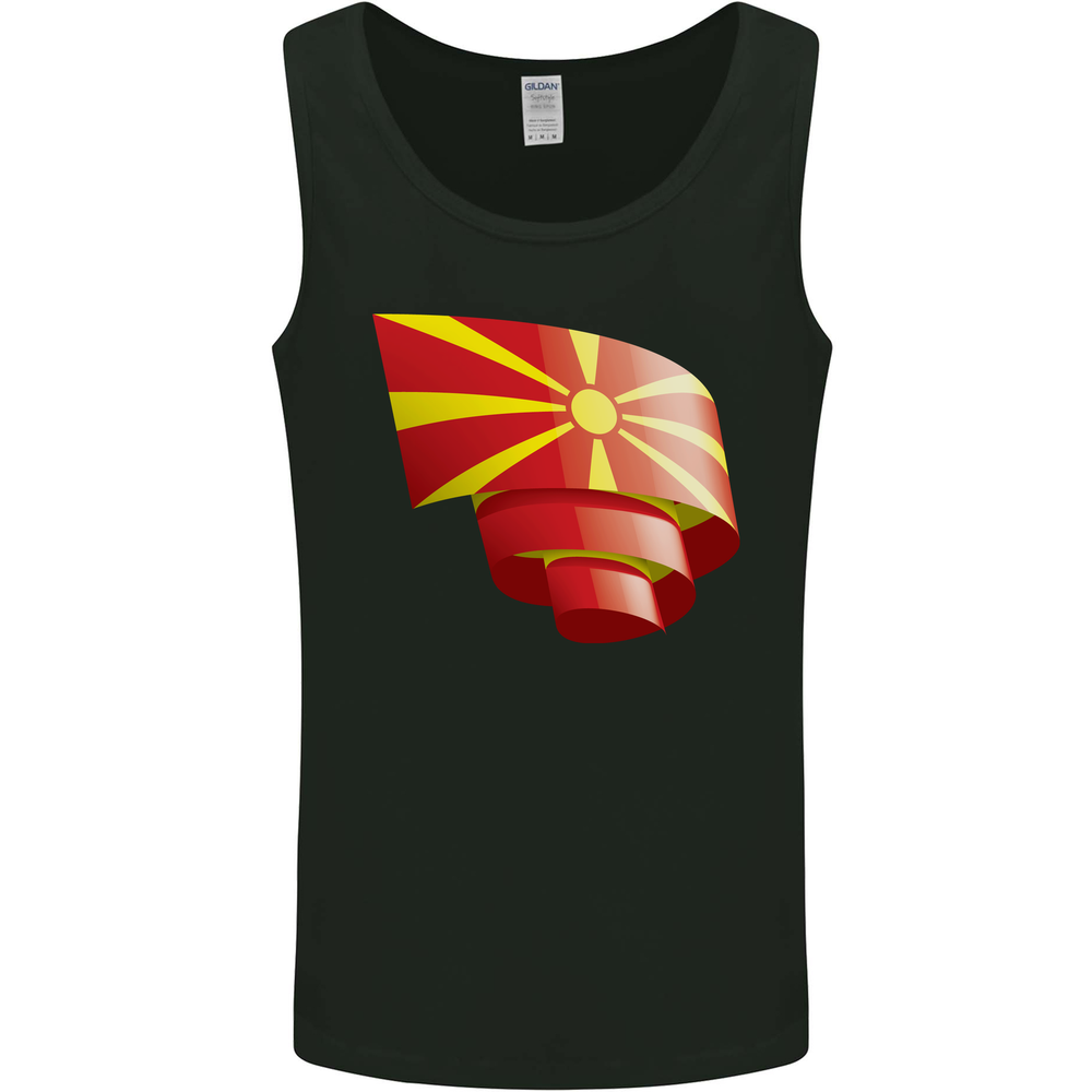 Curled Macedonia Flag Macedonian Day Football Mens Vest Tank Top