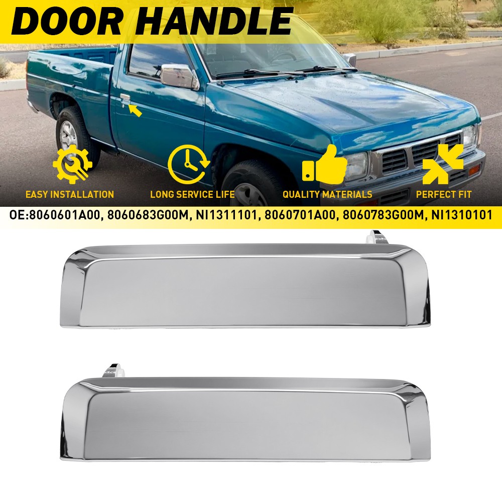 Door Handles Exterior Front Left & Right Pair For 1995-1997 Nissan Pickup Chrome