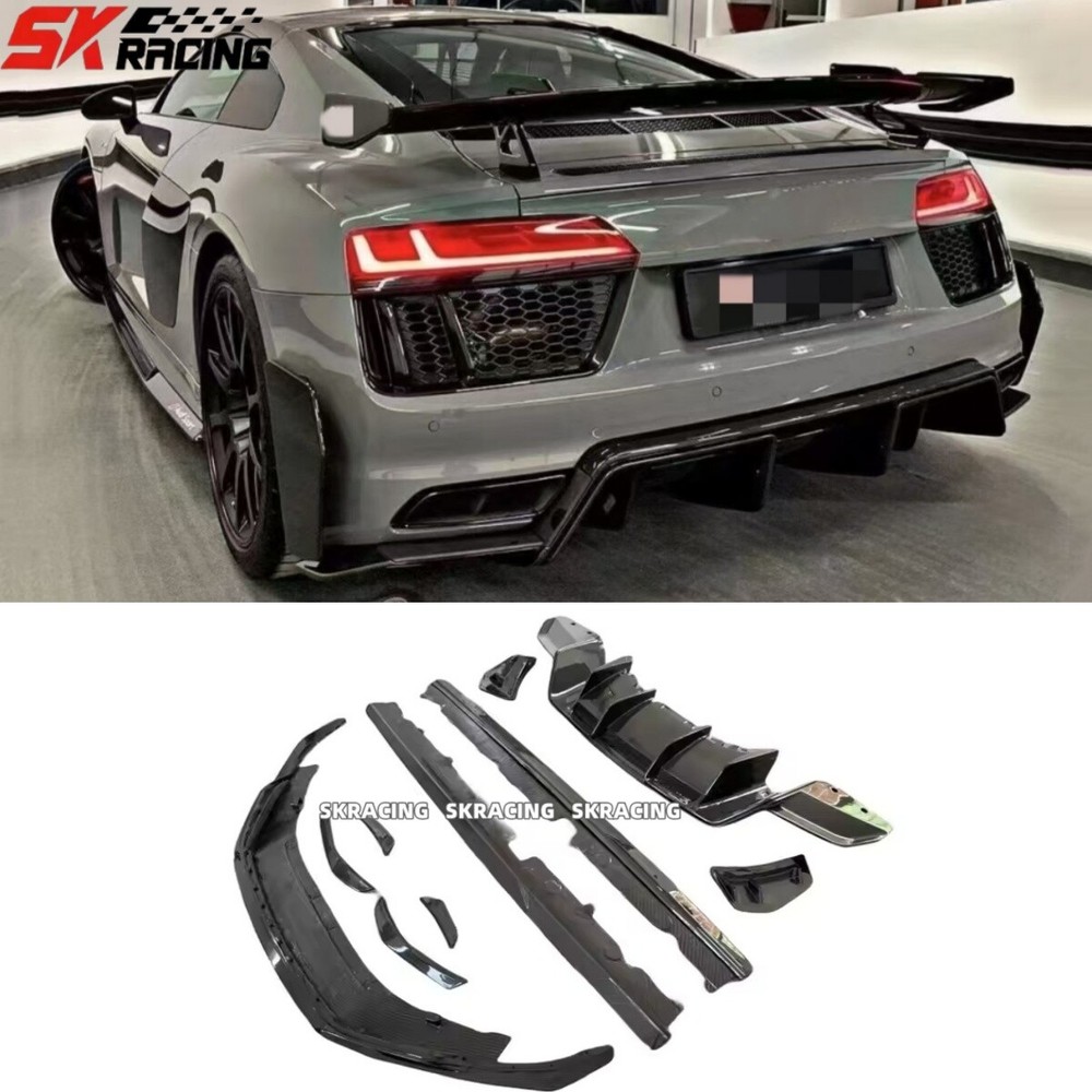 Real Carbon Fiber Front Rear Lip Bumper Side skirt kits For 2016-2018 Audi R8