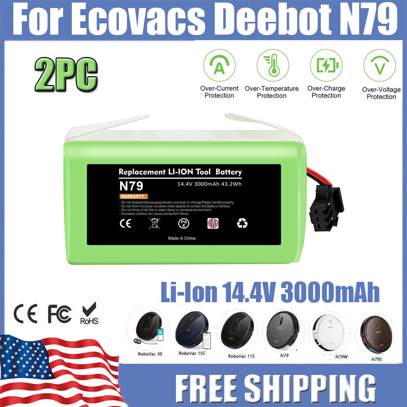 2Pc For Ecovacs Deebot N79, N79S, N79SE DN622, Deebot 661 Replacement Battery