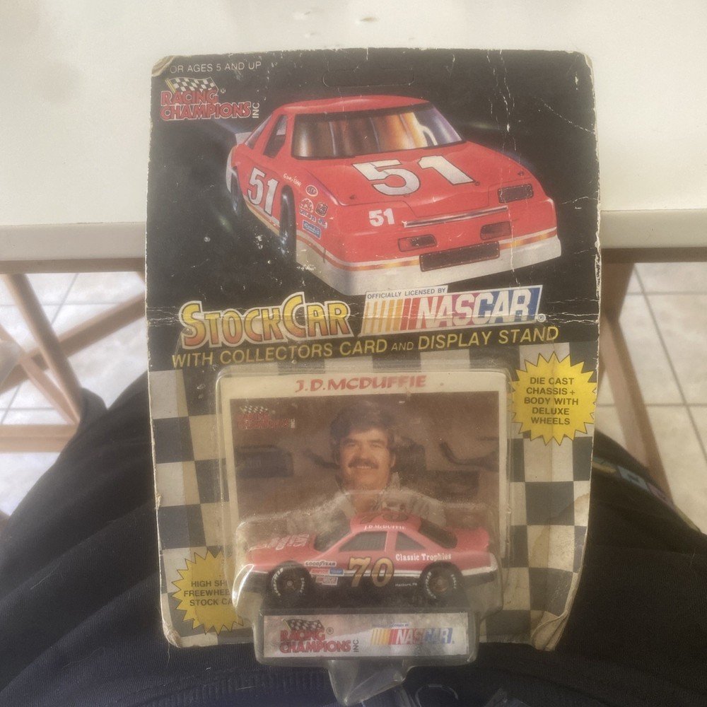 Vintage NASCAR Stock Car Model with Collectors Card & Display Stand