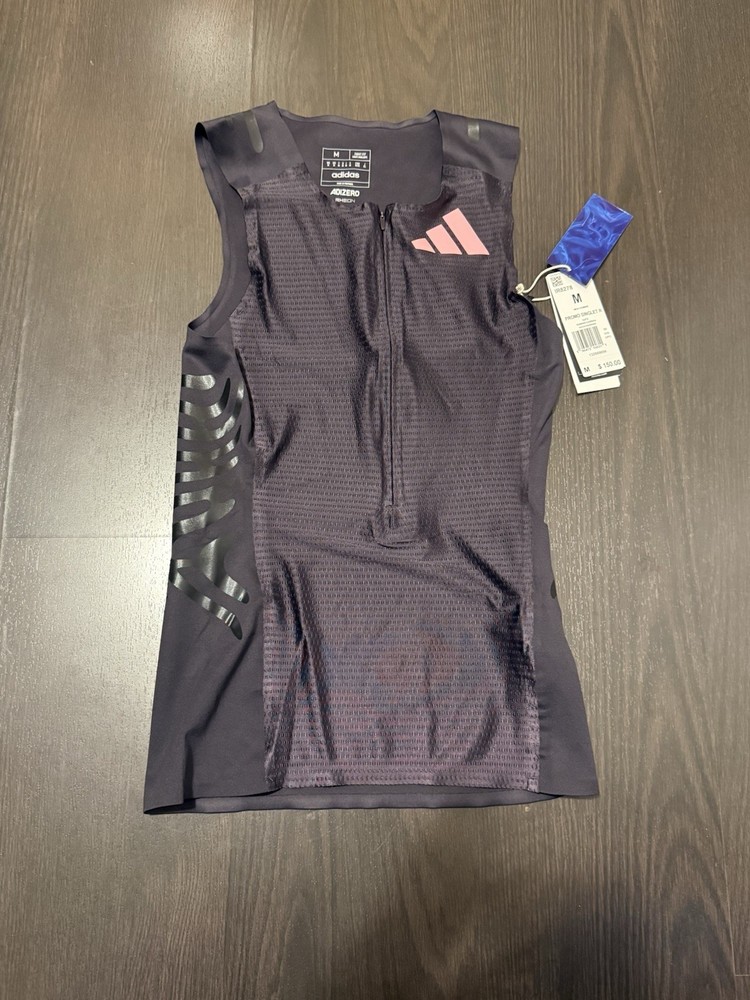 adidas Men's Pro Elite Team Rheon Promo Racing Singlet Purple Black IR8278 Sz M