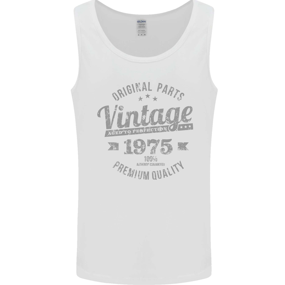 Vintage Year 50th Birthday 1975 Mens Vest Tank Top White