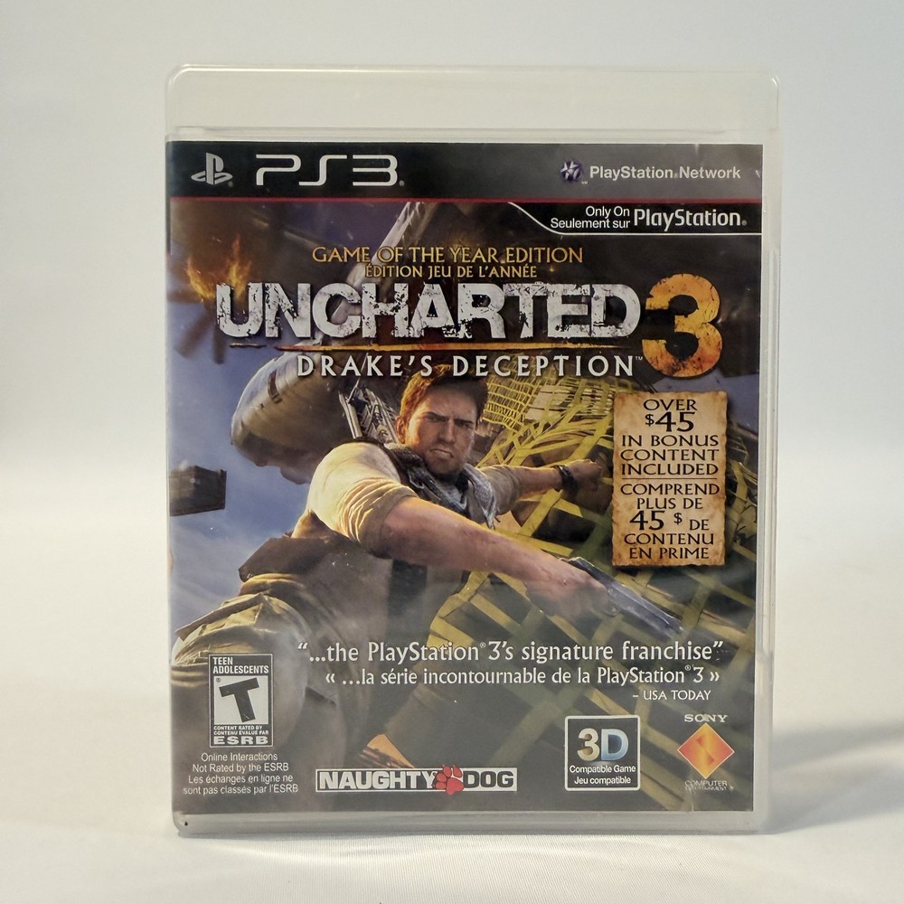 Uncharted 3 Drake's Deception PS3 Sony PlayStation 3 Action Adventure Game CIB