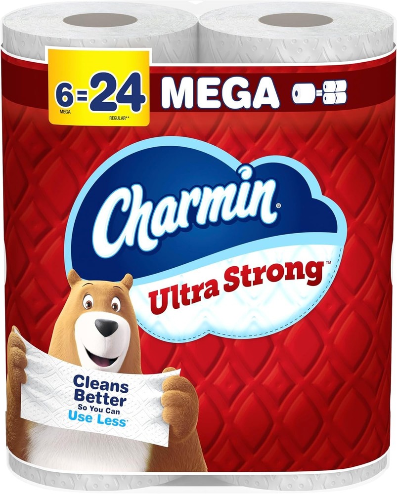 Charmin Ultra Strong Toilet Paper, 6 Mega Rolls = 24 Regular Rolls. FREE SHIP...