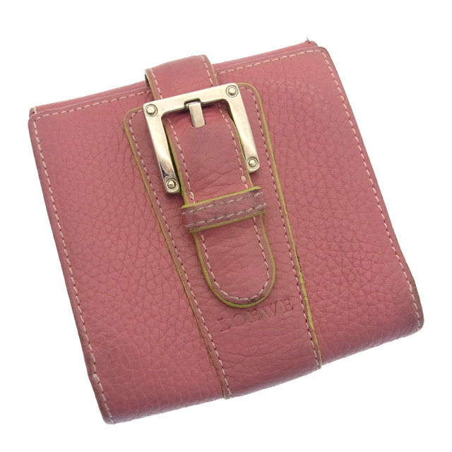 Used LOEWE W Hook Wallet Pink Unisex Accessories C585