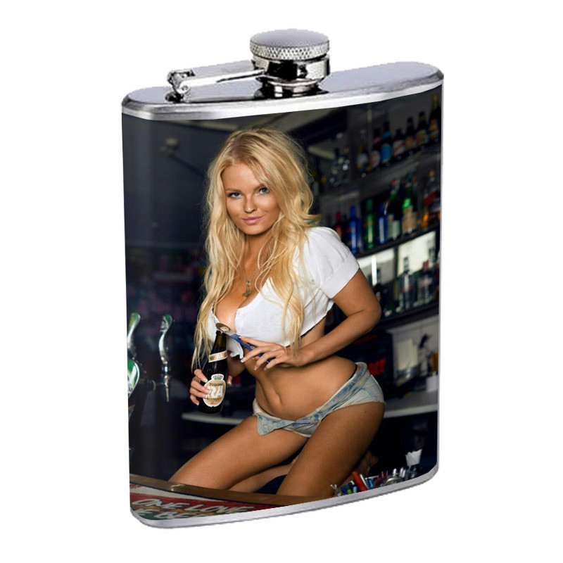 Country Pin Up Girls D5 Flask 8oz Stainless Steel Hip Drinking Whiskey