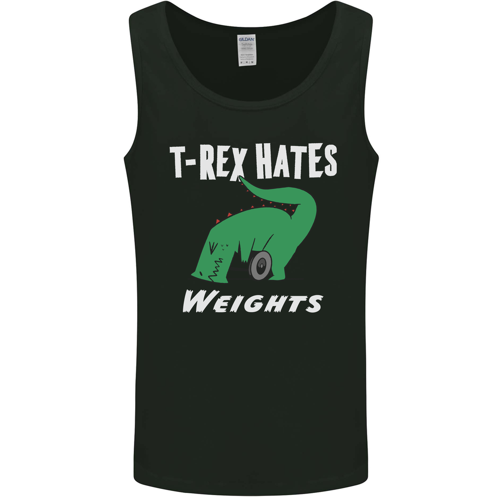 T-Rex Hates Weights Funny Gym Training Top Mens Vest Tank Top