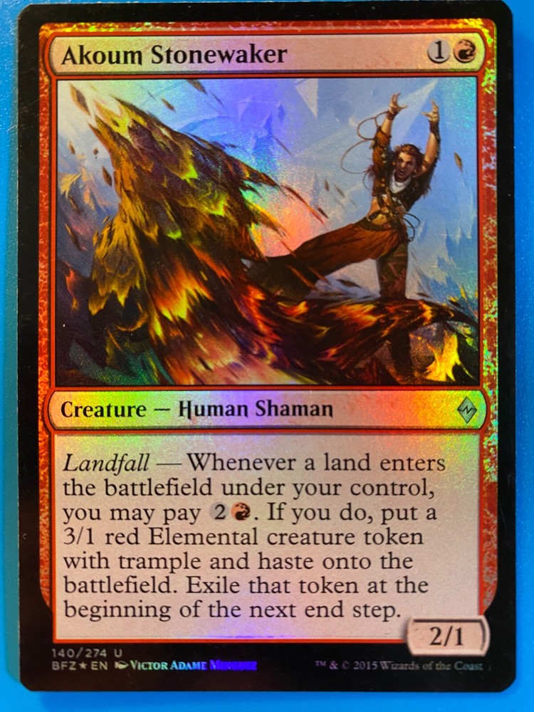 MTG 1x FOIL Akoum Stonewaker Battle for Zendikar Magic the Gathering Card x1 NM