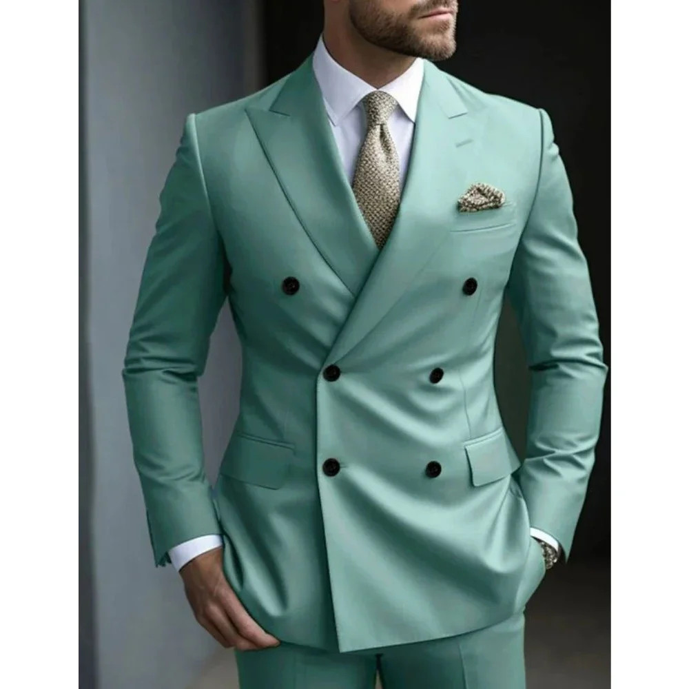 Men's Suits 2 Piece Set Blazer Pant Wedding Tuxedos Male Prom Party Suits