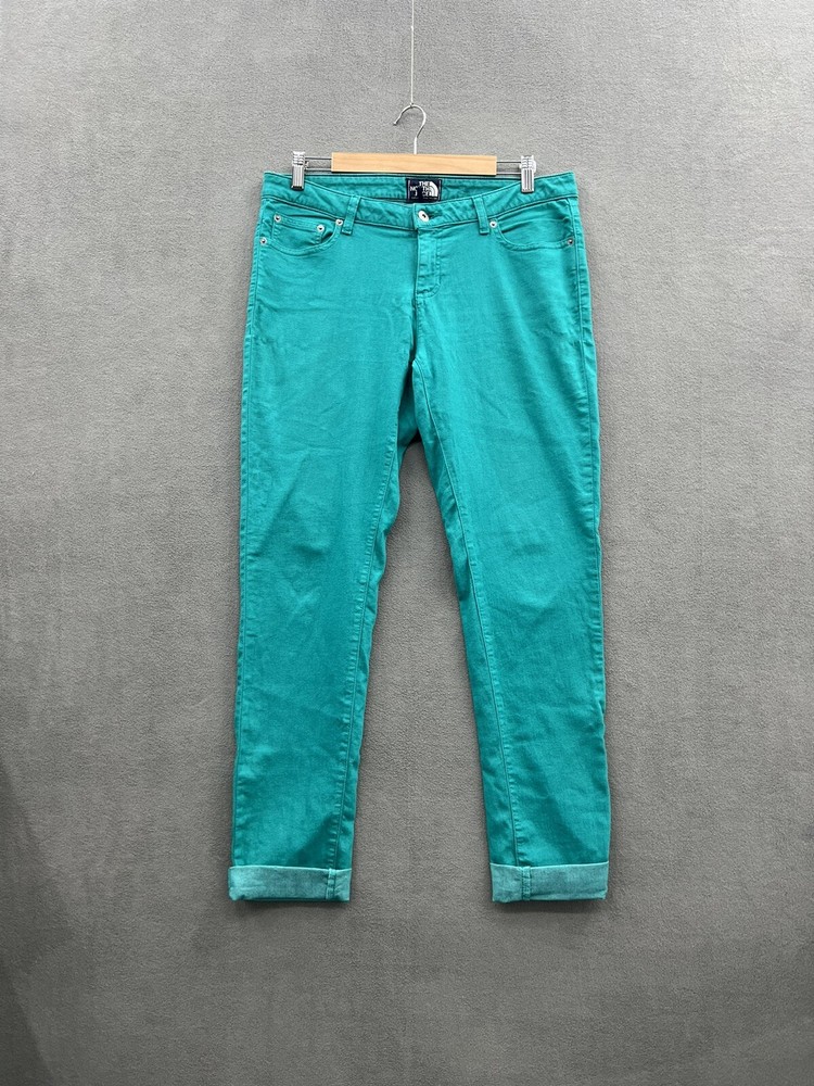 North Face Womens 12 Skinny Jeans Green Mid Rise Stretch with Pockets