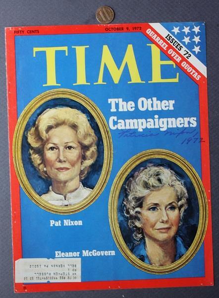 First Lady Pat Nixon Autographed 1972 Time Magazine Presidential Election Cover-