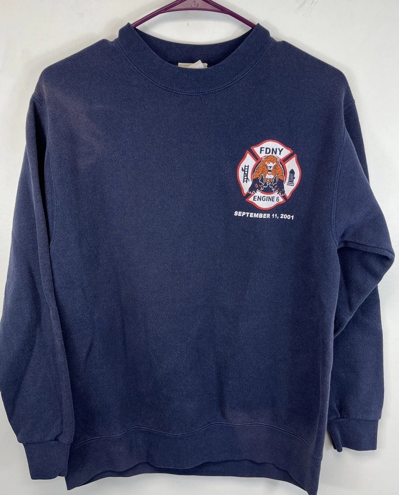 Vintage NY Fire Department 9/11 crew neck Sweatshirt FDNY Engine 6 Tiger Logo Sm